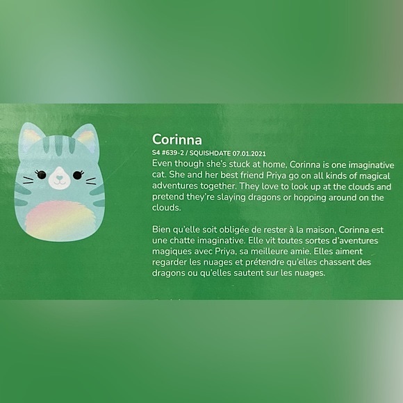 Squishmallows Ornament Set: Chelsea (leopard) & Corinna (cat). Size: 4 inches. - Picture 12 of 13